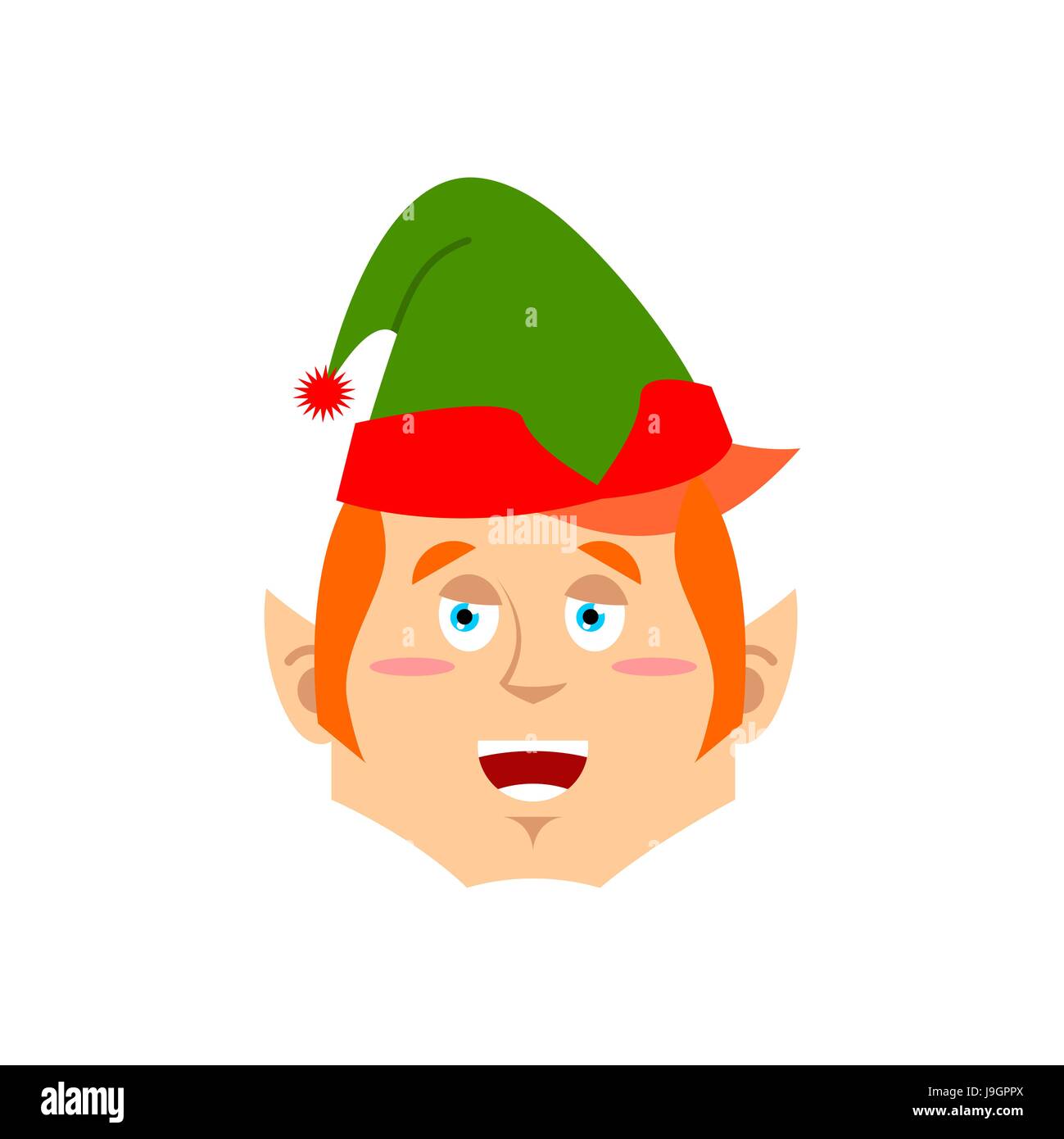 Christmas Elf happy Emoji. Santa helper merry emotion Stock Vector ...