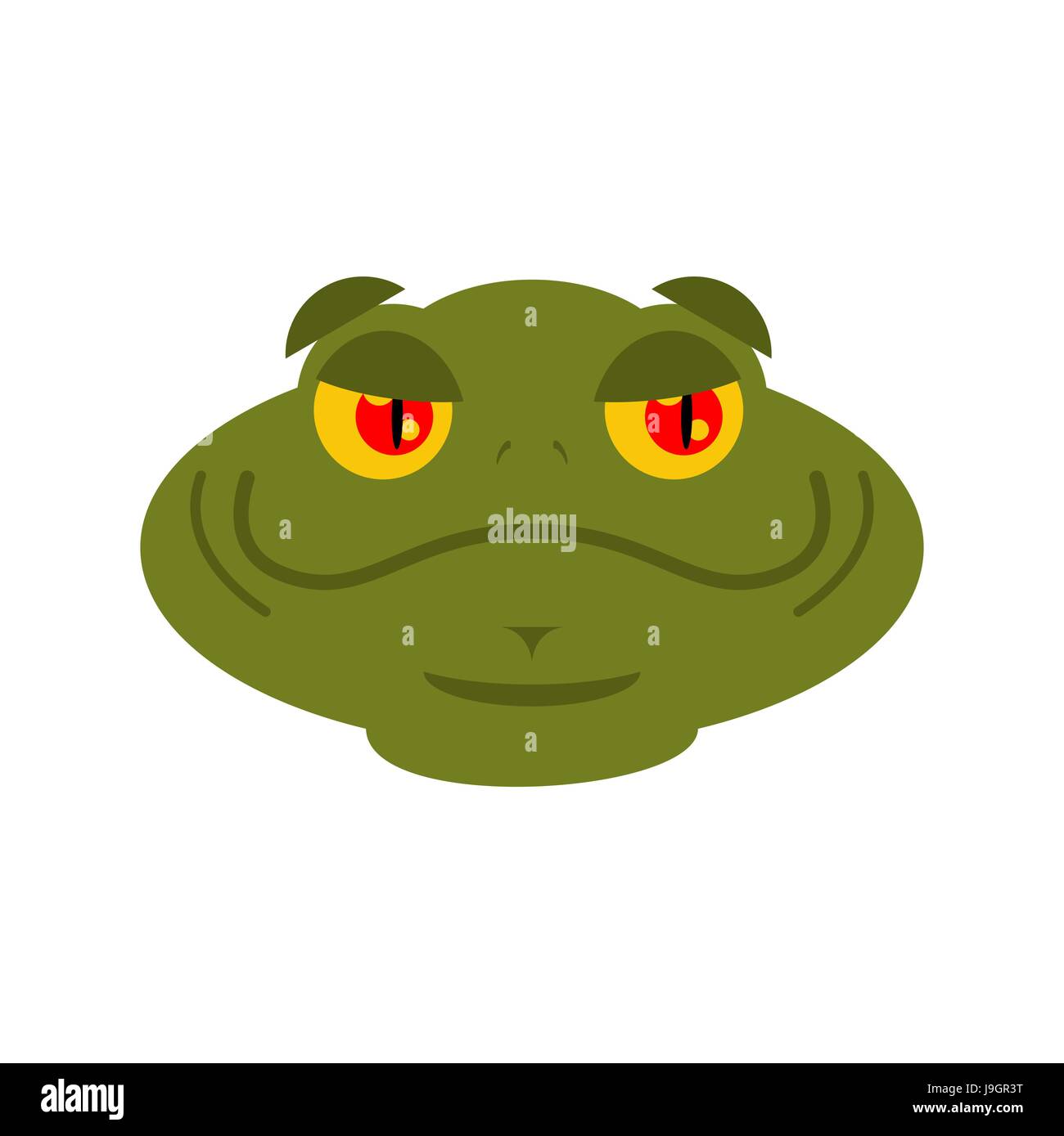 Frog merry emoji. toad Avatar Good amphibious. Emotion Reptile Face Stock Vector