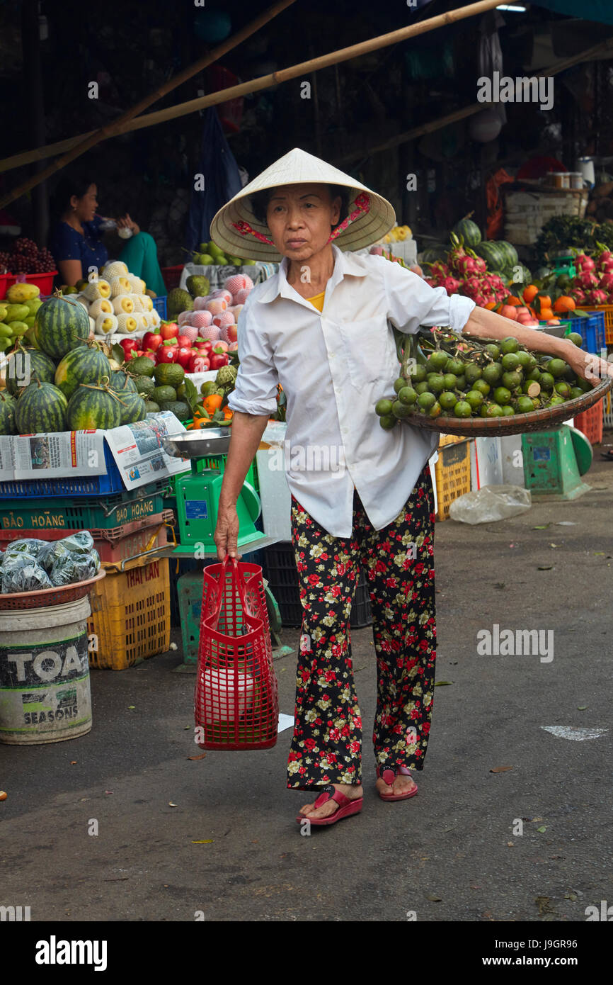 Woman at Dong Ba Market, Hue, Thua Thien-Hue Province, North Central Coast, Vietnam Stock Photo