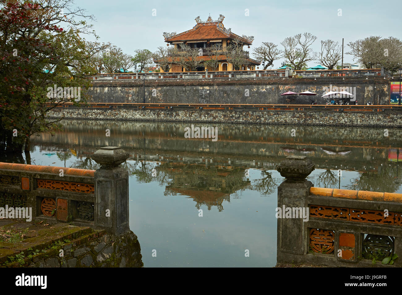 Lau Tu Phuong Vo Su and Kim Thuy Lake, Historic Hue Citadel (Imperial City), Hue, North Central Coast, Vietnam Stock Photo