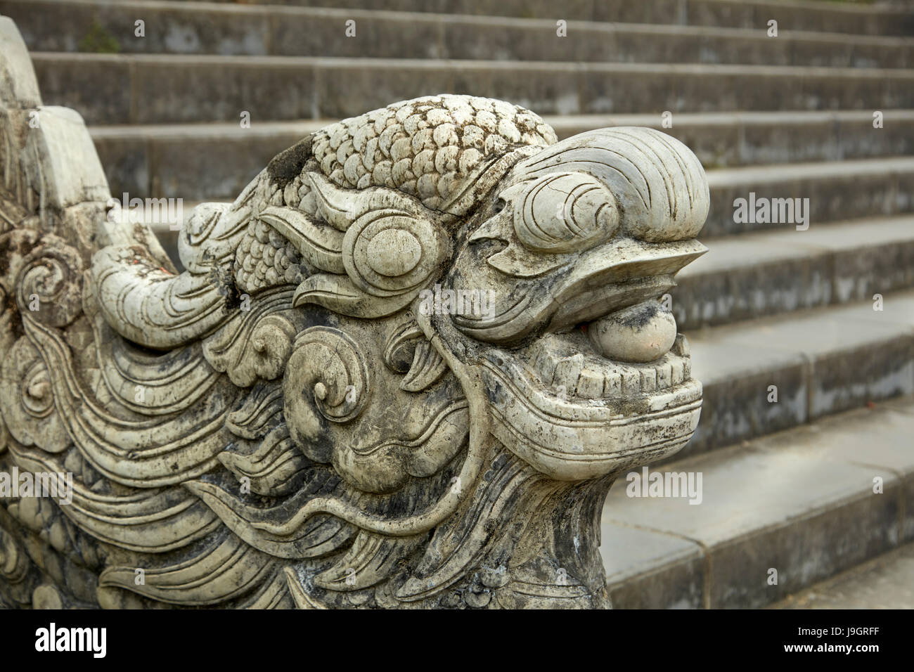Dragon statue in historic Hue Citadel (Imperial City), Hue, North Central Coast, Vietnam Stock Photo