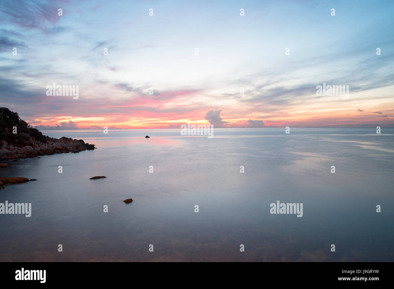 Panoramic dramatic sunset sky and tropical sea Stock Photo - Alamy
