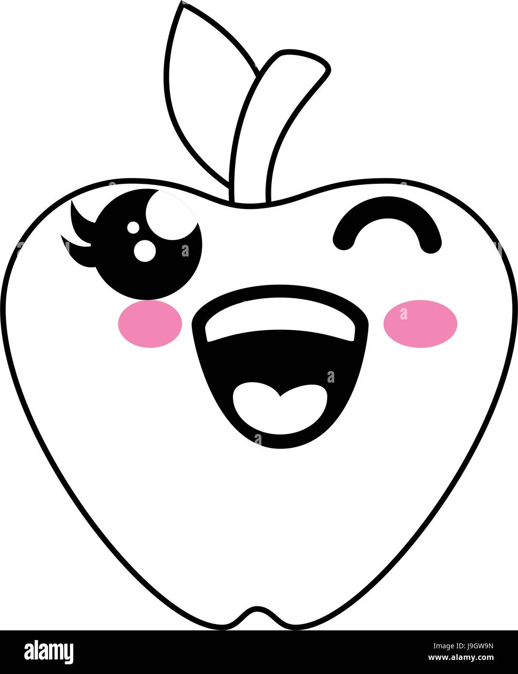 Black White Cartoon Illustration Apple High Resolution Stock Photography And Images Alamy