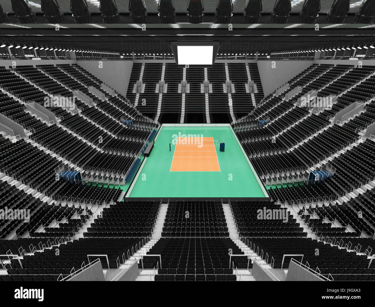 3D render of beautiful sports arena for volleyball with floodlights and