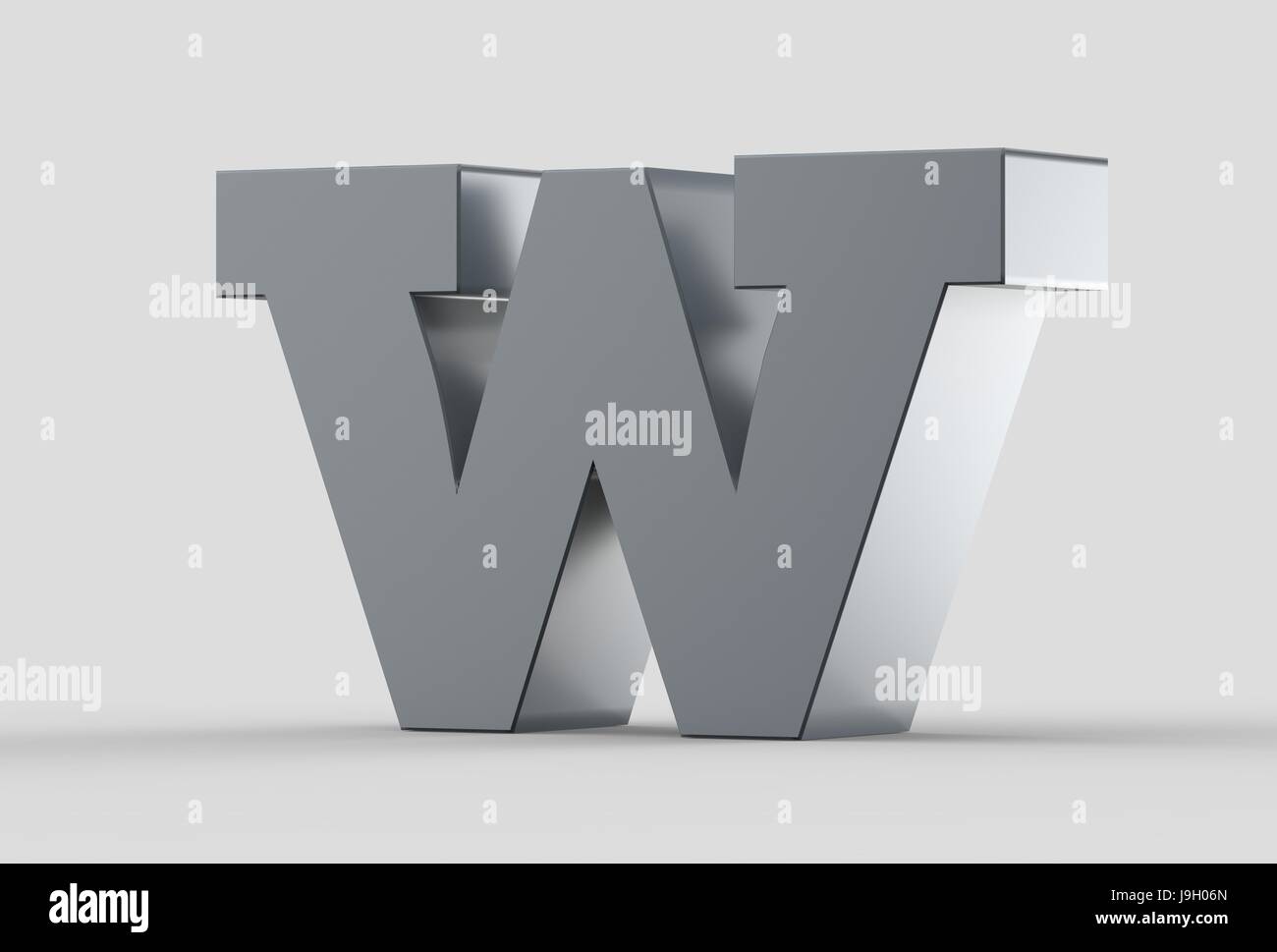 3D extruded uppercase letter W isolated on soft gray background. 3D ...