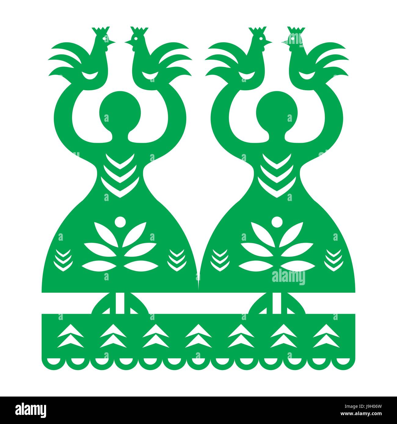 Polish folk art pattern Wycinanki Kurpiowskie - Kurpie Papercuts Stock Vector