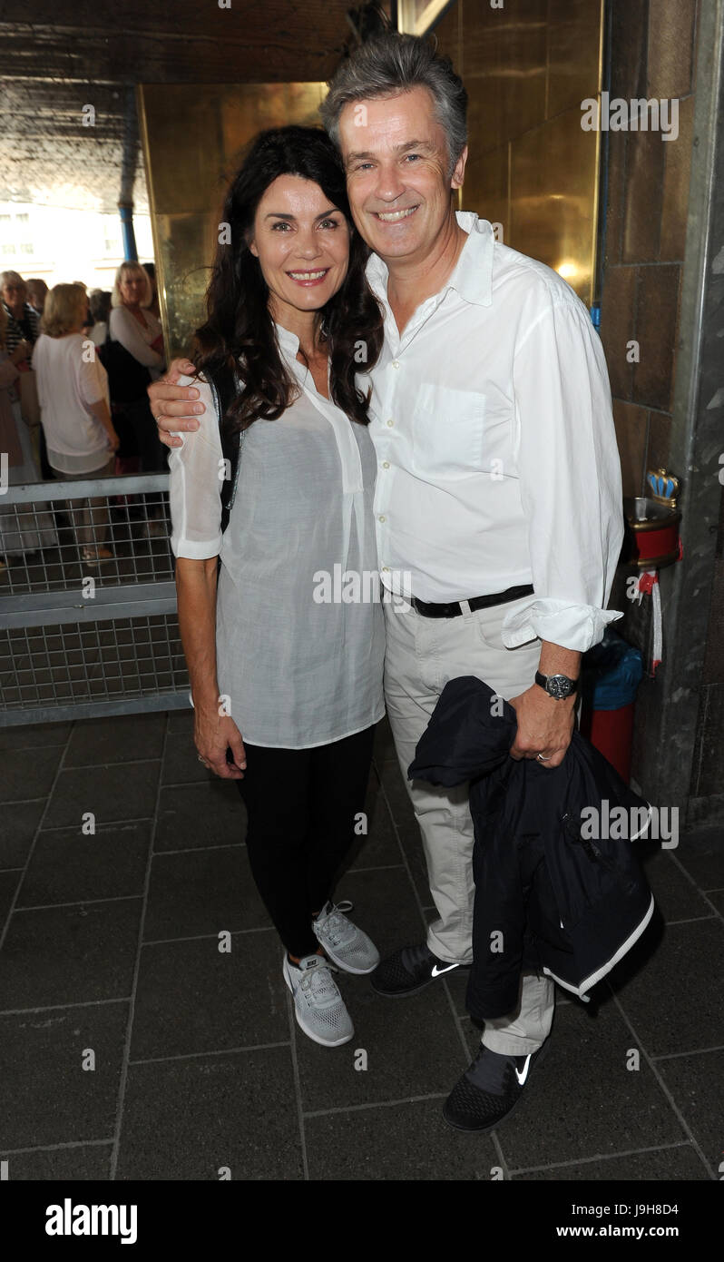 Munich, Germany. 01st June, 2017. Actor couple Timothy Peach and Nicola Tiggeler smile before the befinning of singer-songwriter Konstantin Wecker's birthday concert at Circus Krone in Munich, Germany, 01 June 2017. Wecker celebrated his 70th birthday on this day and goes on tour with his programme 'Poesie und Widerstand' (lit. poetry and resistance). Photo: Ursula Düren/dpa/Alamy Live News Stock Photo