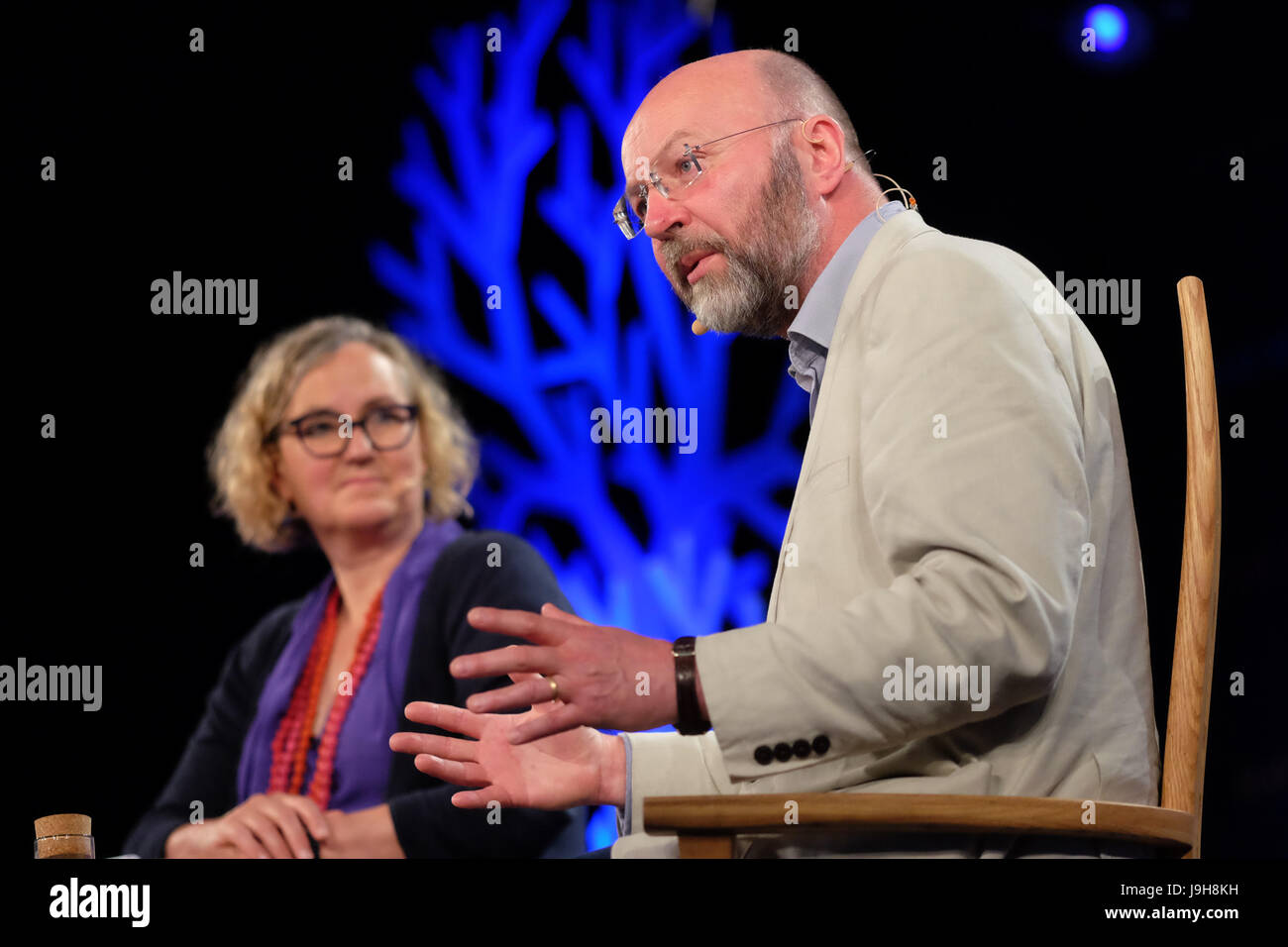 Hay Festival 2017 - Hay on Wye, Wales, UK - Friday 2nd June 2017 - Ian Cobain investigative journalist on stage at the Hay Festival talking about the culture of secrecy and his book The History Thieves - the Hay Festival celebrates its 30th anniversary in 2017 - the literary festival runs until Sunday June 4th. Credit: Steven May/Alamy Live News Stock Photo