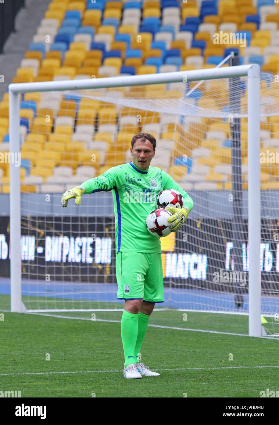 Kiev, Ukraine. 2nd June, 2017. Goalkeeper of Ukraine National Football ...