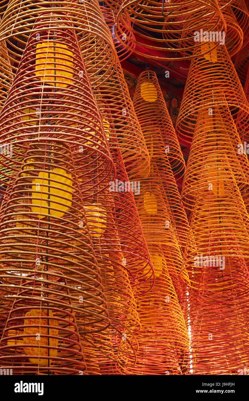 Incense coils inside Ong Pagoda, Can Tho, Mekong Delta, Vietnam Stock Photo