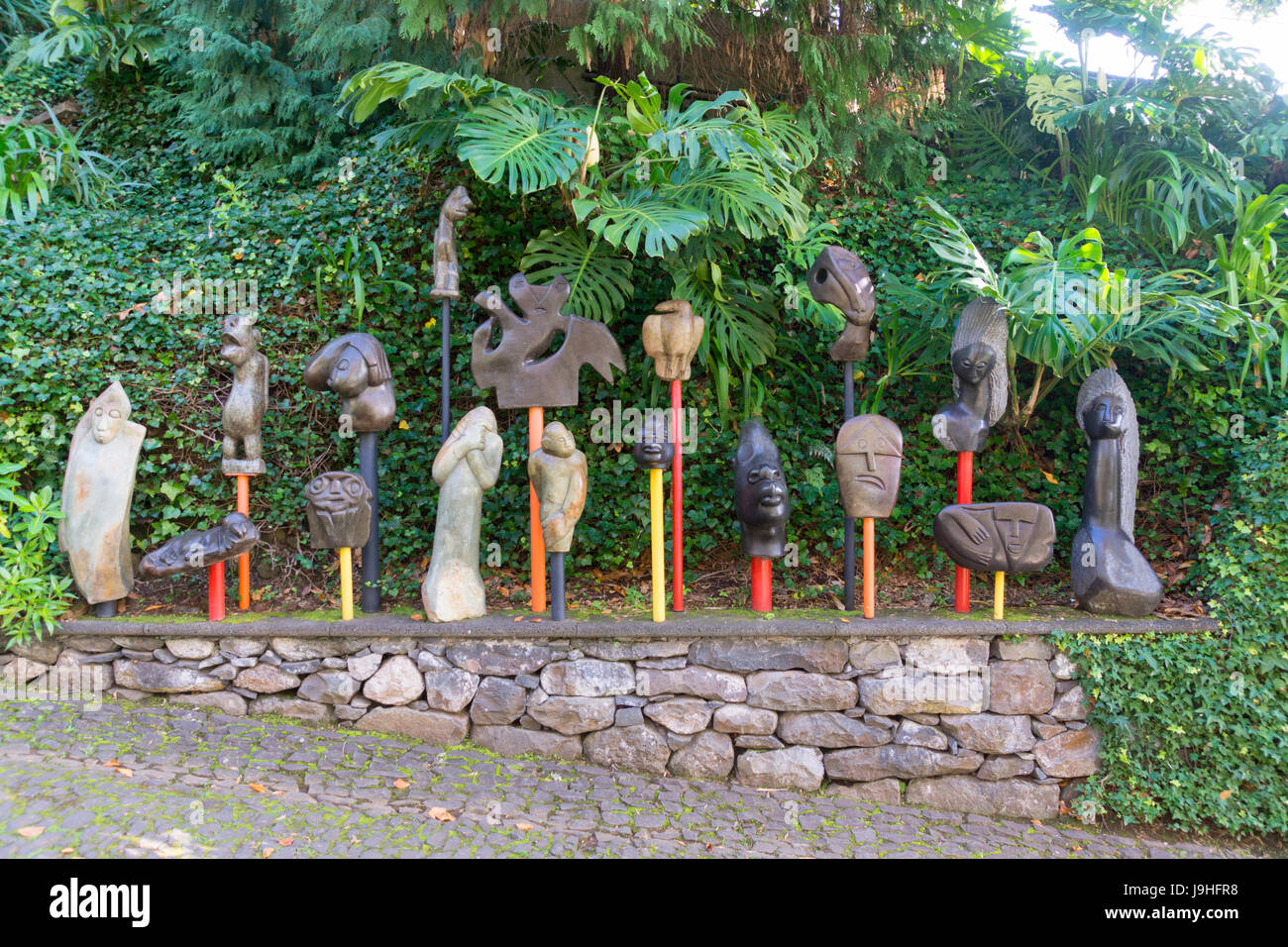 Zimbabwean sculptures dating back tot he 1950s and 1960s at Monte Palace Tropical Garden, Funchal, Madeira Stock Photo