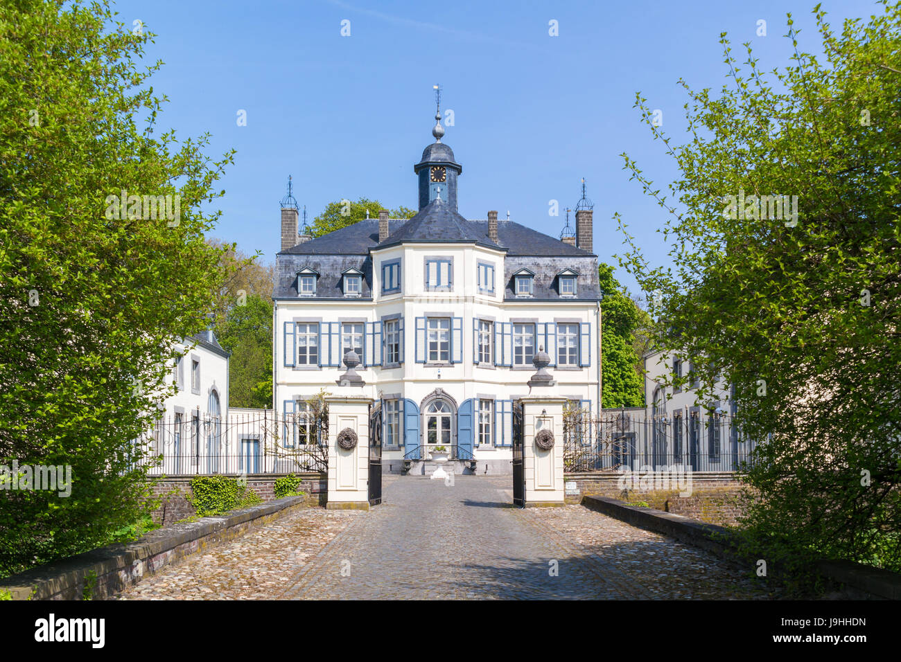 Front facade of Obbicht Castle in Sittard-Geleen, Limburg, Netherlands Stock Photo
