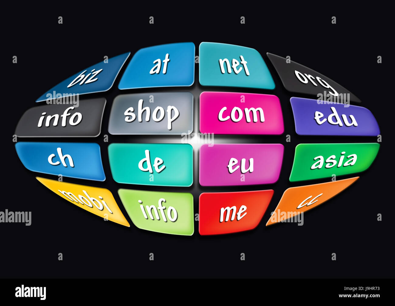 worldwide top domains Stock Photo