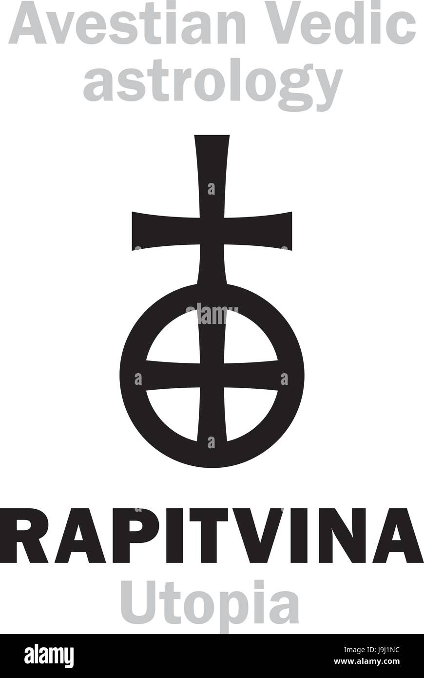Astrology Alphabet: RAPITVINA (Utopia), Avestian vedic astral faraway tellurian planet. Hieroglyphics character sign (single symbol). Stock Vector