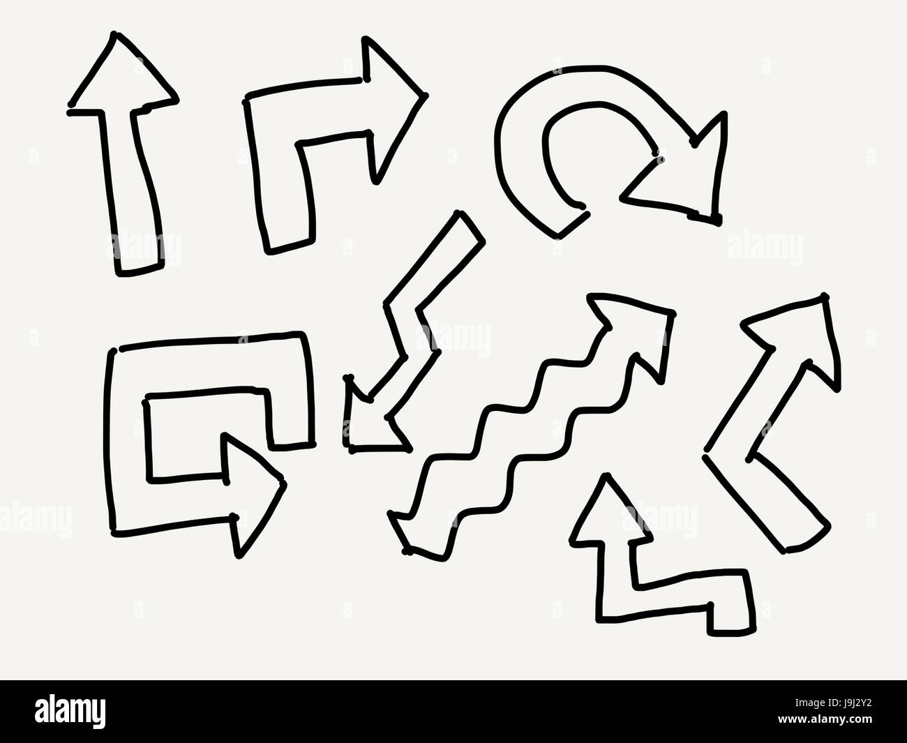 illustration of hand drawn arrow doodles on a white background Stock ...