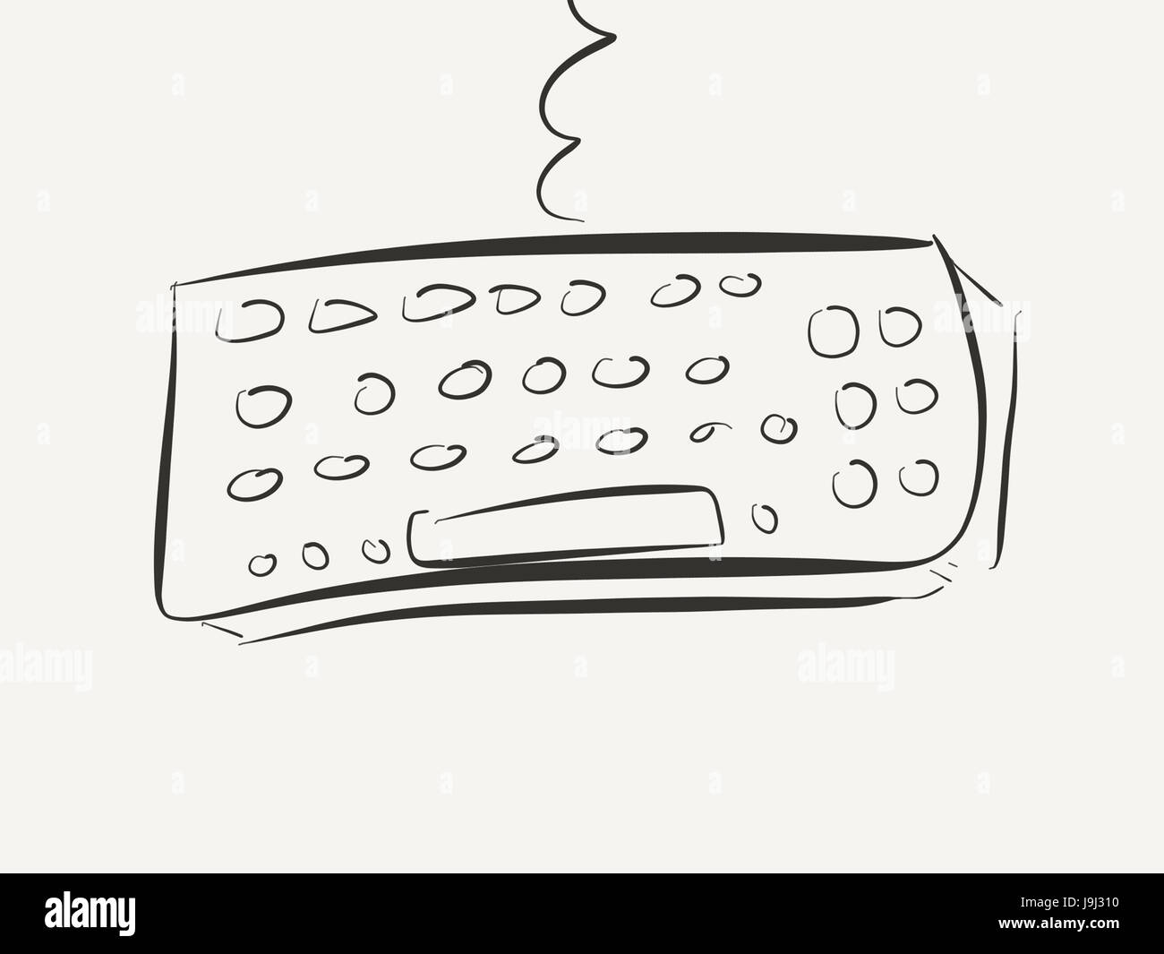 illustration of hand drawn keyboard with wire on white background Stock Photo Alamy