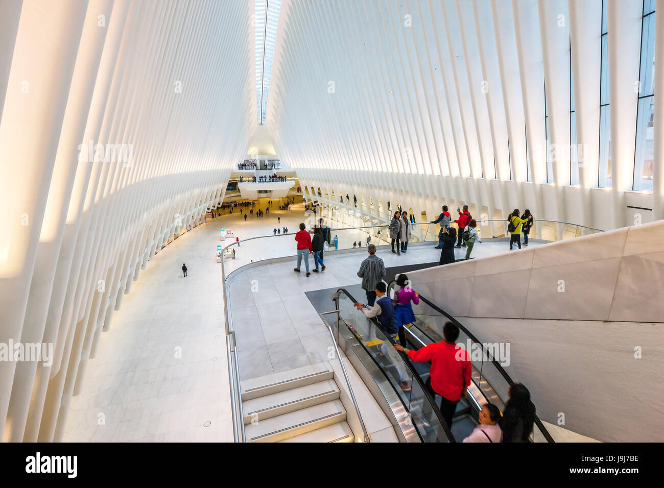 World Trade Center Transportation Hub by Santiago Calatrava interior, New York City Stock Photo