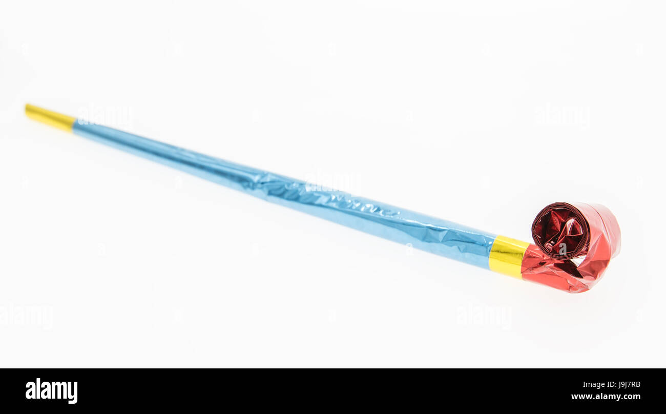 Party horn isolated on white background Stock Photo - Alamy