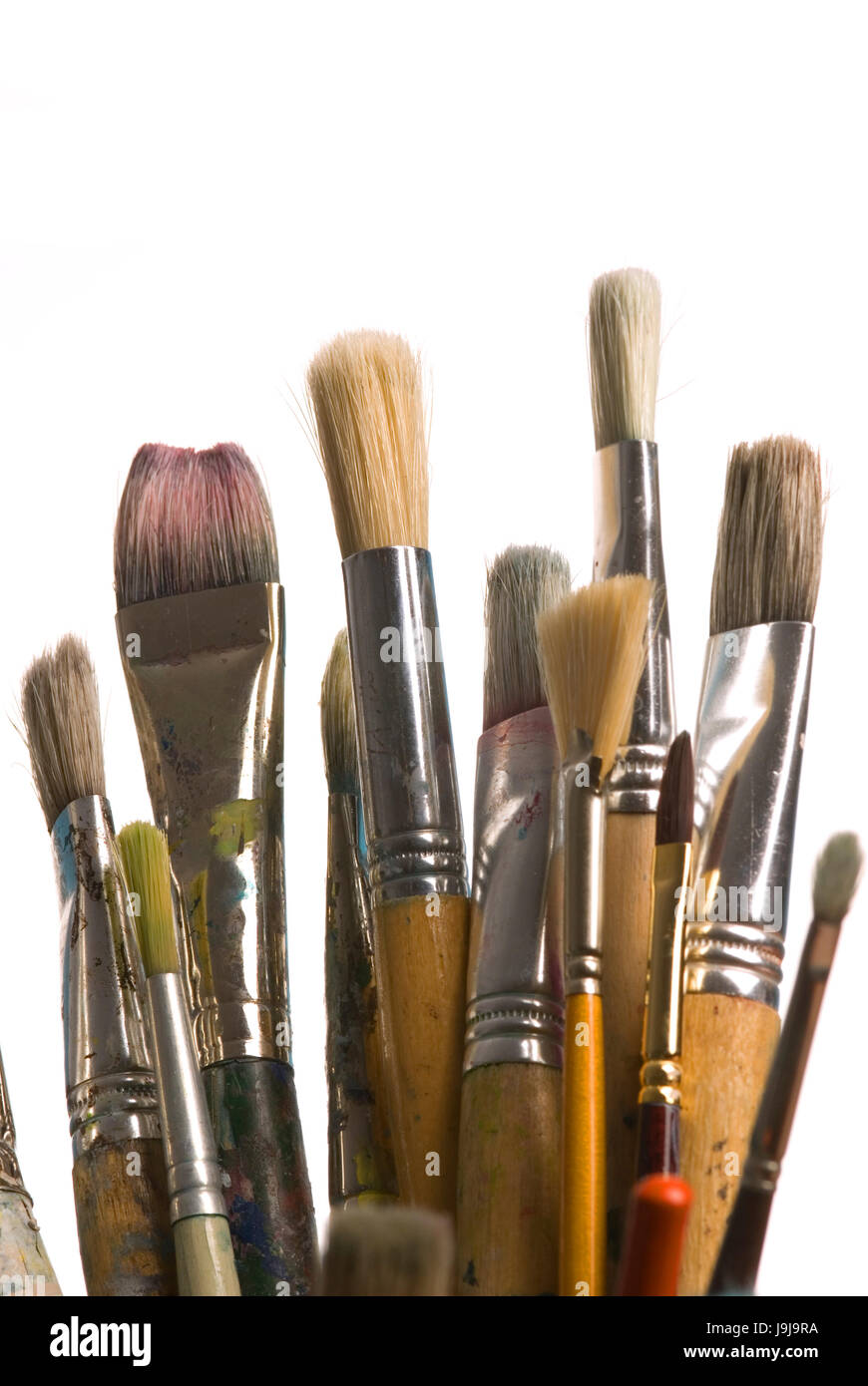 tool, art, isolated, colour, wood, brush, paint, used, canvas, artist