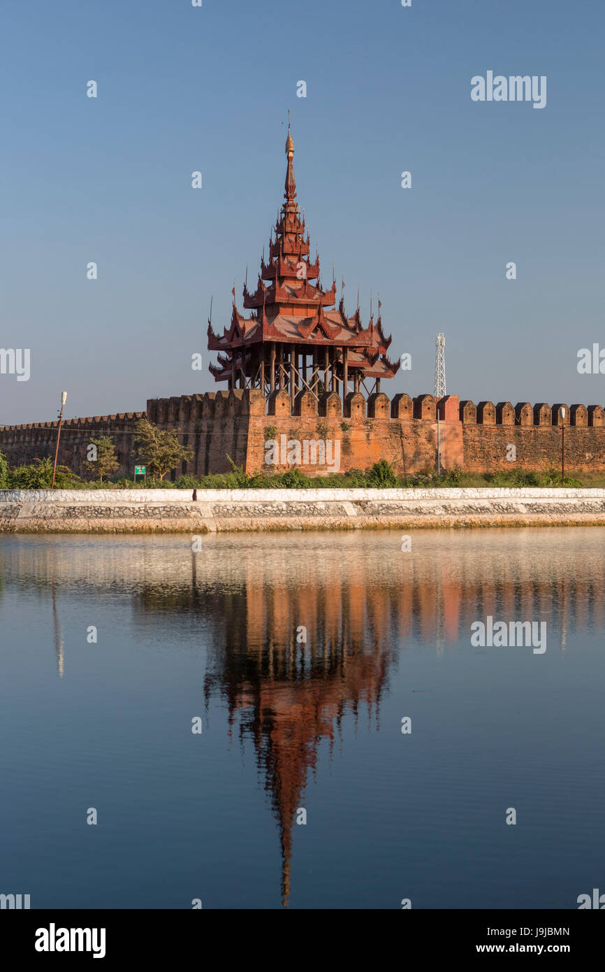 Myanmar, Mandalay City, The Moat Of The Royal Palace Of Mandalay Stock ...