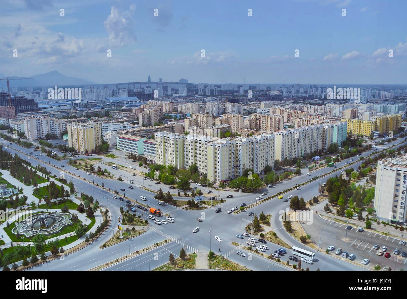 Turkmenistan, Ashgabat City, Abadanchylyk Ave, Stock Photo