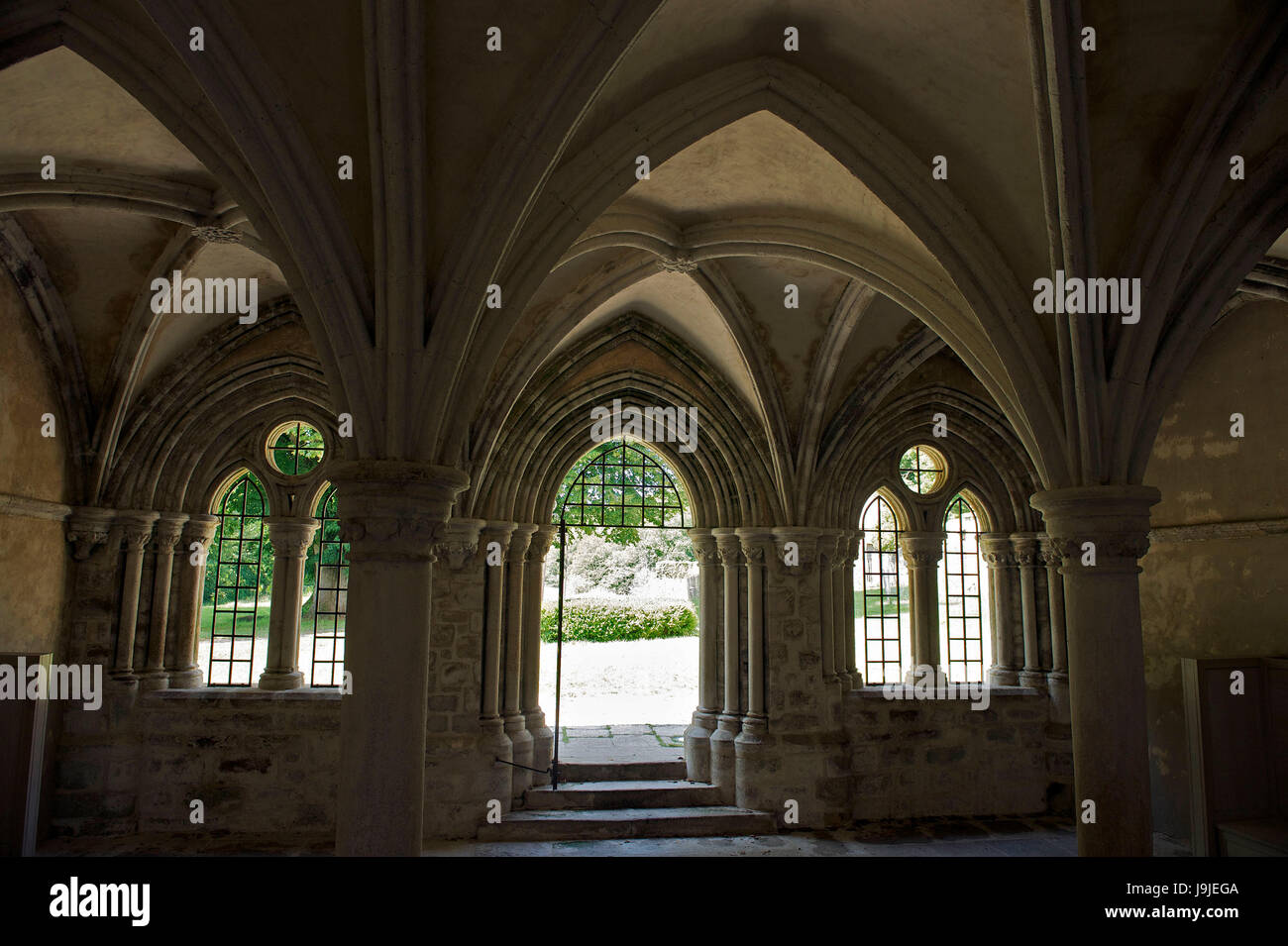France, Finistere, Abbey of Saint-Maurice near Quimperle, chapter house Stock Photo