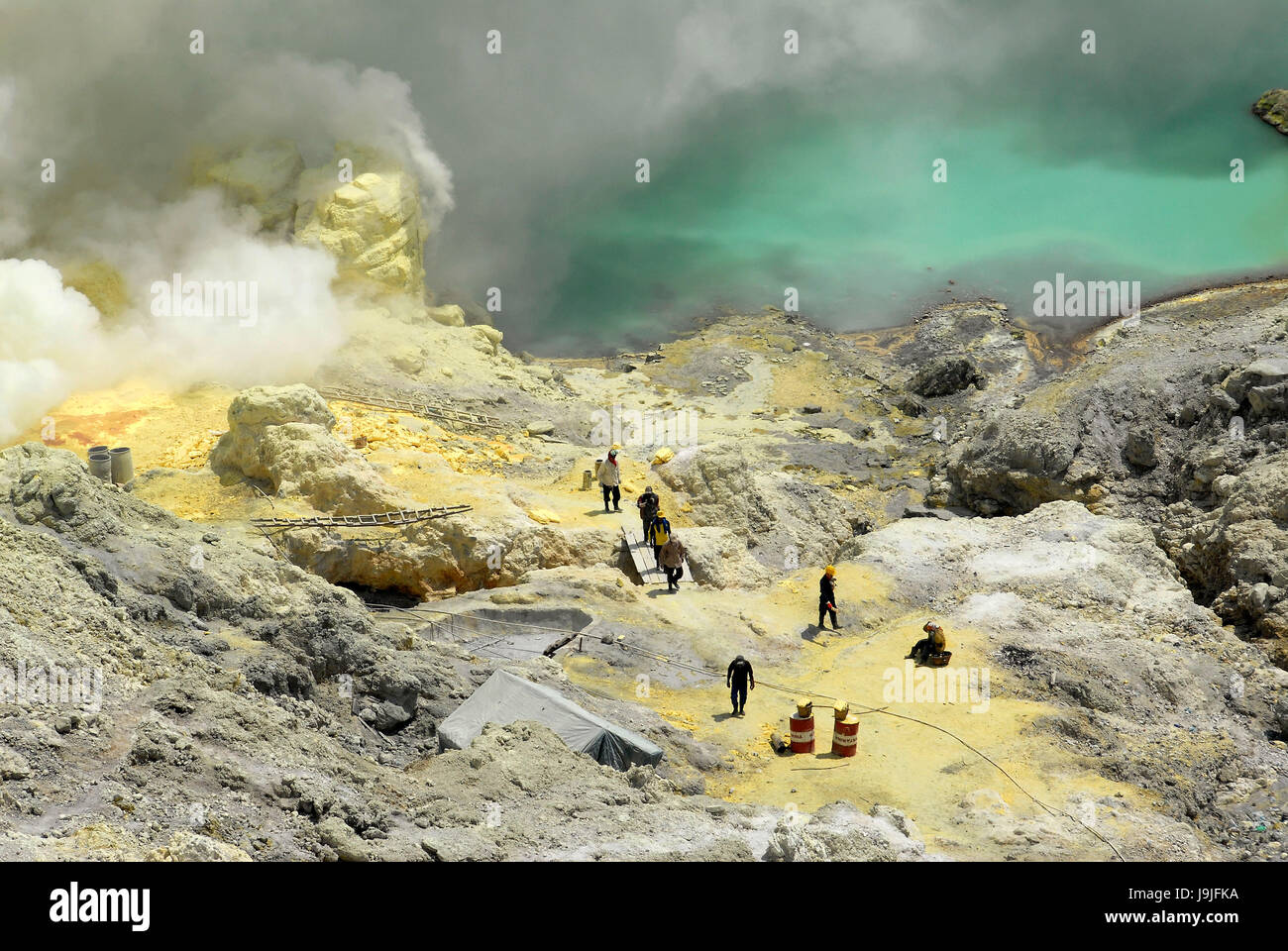 Indonesia, Java, East Java Province, Mining Sulfur by hand in Kawah ...