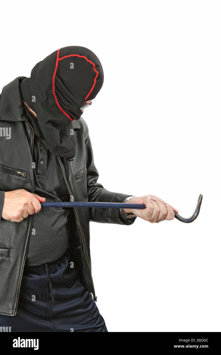 Criminal theme gangster with a chisel studio isolated Stock Photo Alamy