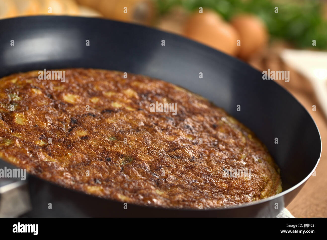 egg, omelet, hispanic, spanish, pan, frying-pan, potato, potatoe, food, Stock Photo