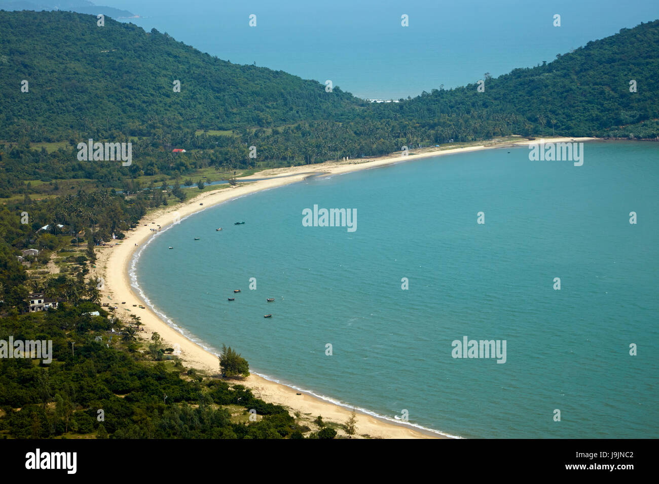 View of Vinh Nam Chon Beach from Hai Van Pass, near Da Nang, Vietnam Stock Photo
