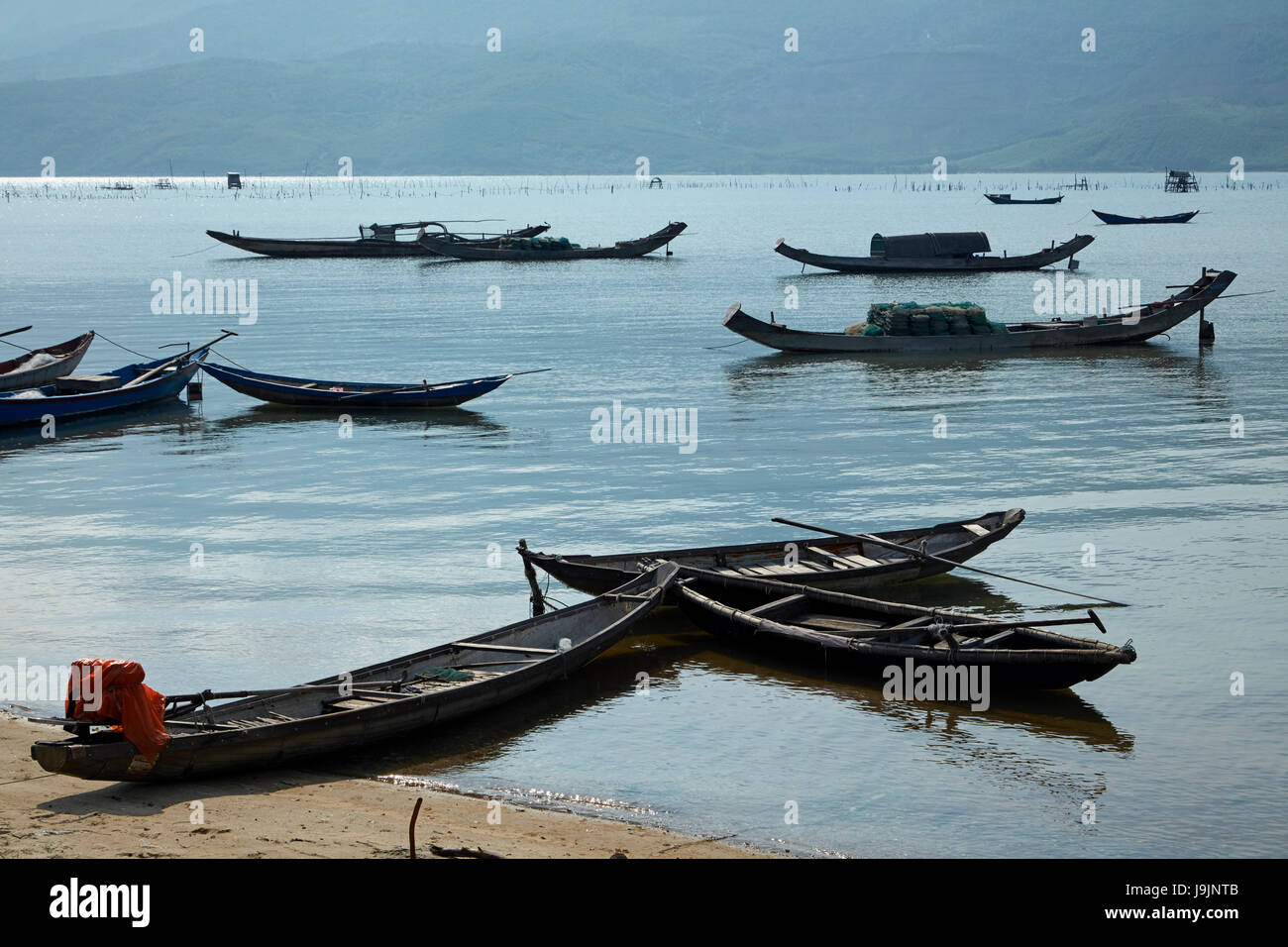Fishing boats on Dam Lap An, by Lang Co, Thua Thien-Hue Province, North Central Coast, Vietnam Stock Photo