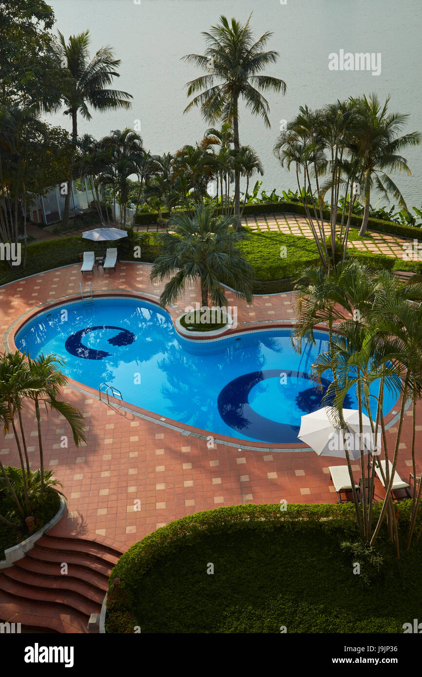 Swimming Pool, Century Riverside Hotel, Hue, Thua Thien-Hue Province, North Central Coast, Vietnam Stock Photo