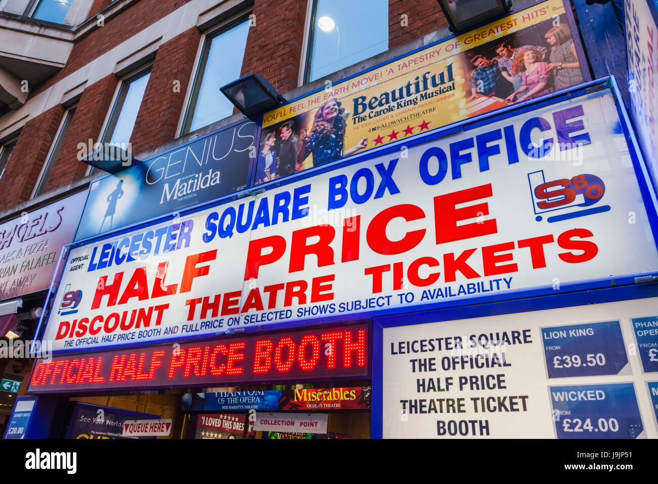 England, London, Leicester Square, Discount Theatre Ticket Office Stock