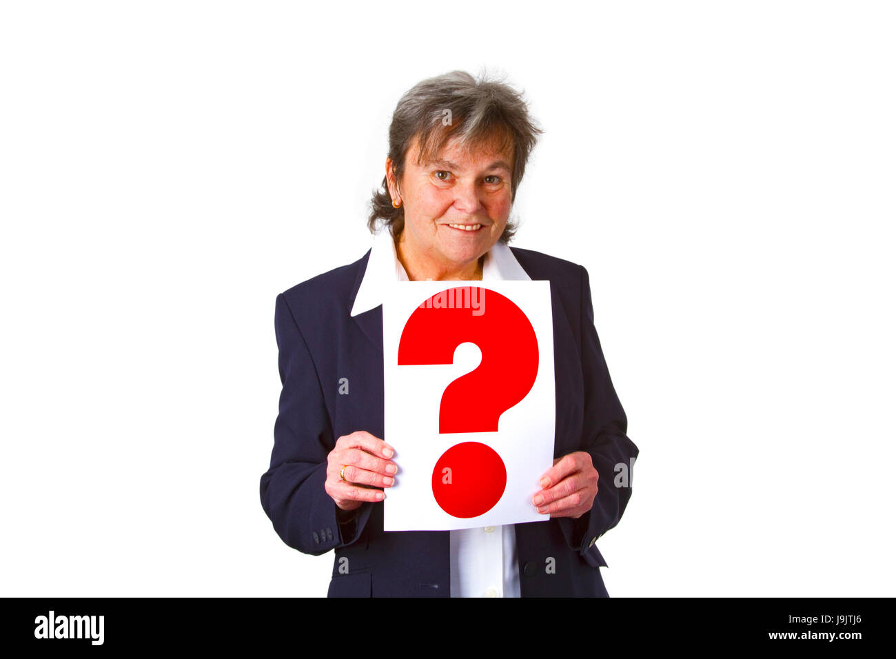 senior with a question mark Stock Photo - Alamy
