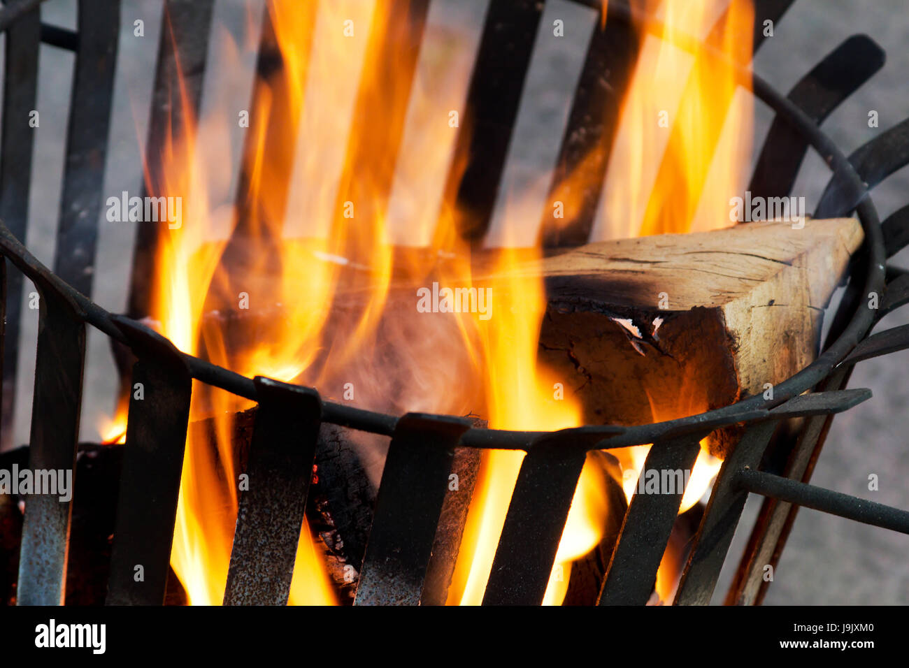 wood, basket, metal, fire, conflagration, flame, burn, old, smoke