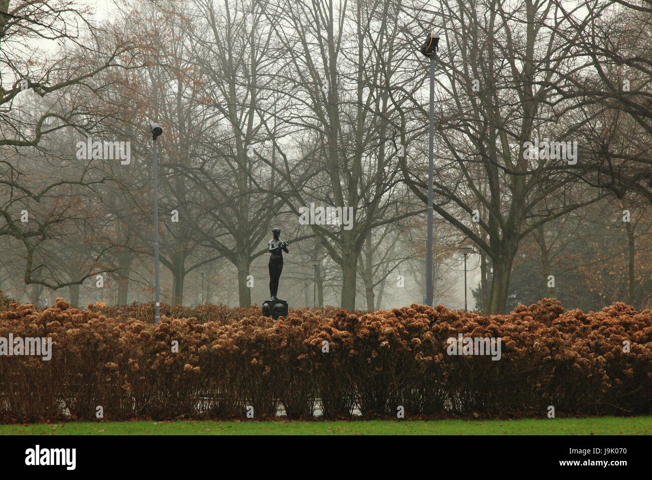 The gardens look amazing during winter in foggy climate Stock Photo