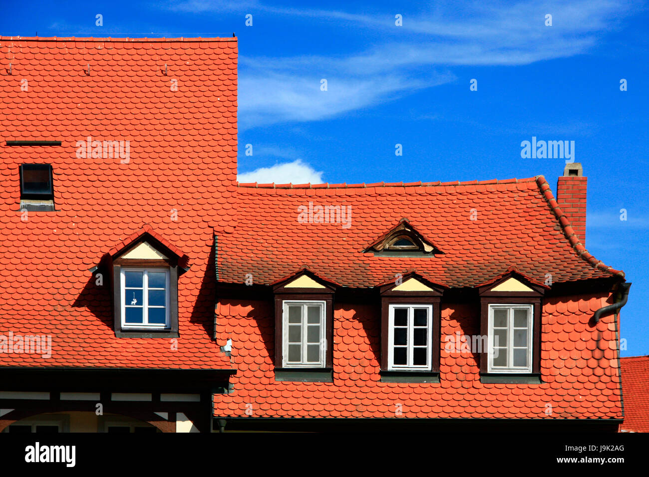 blue, window, porthole, dormer window, pane, decorative, tiled roof
