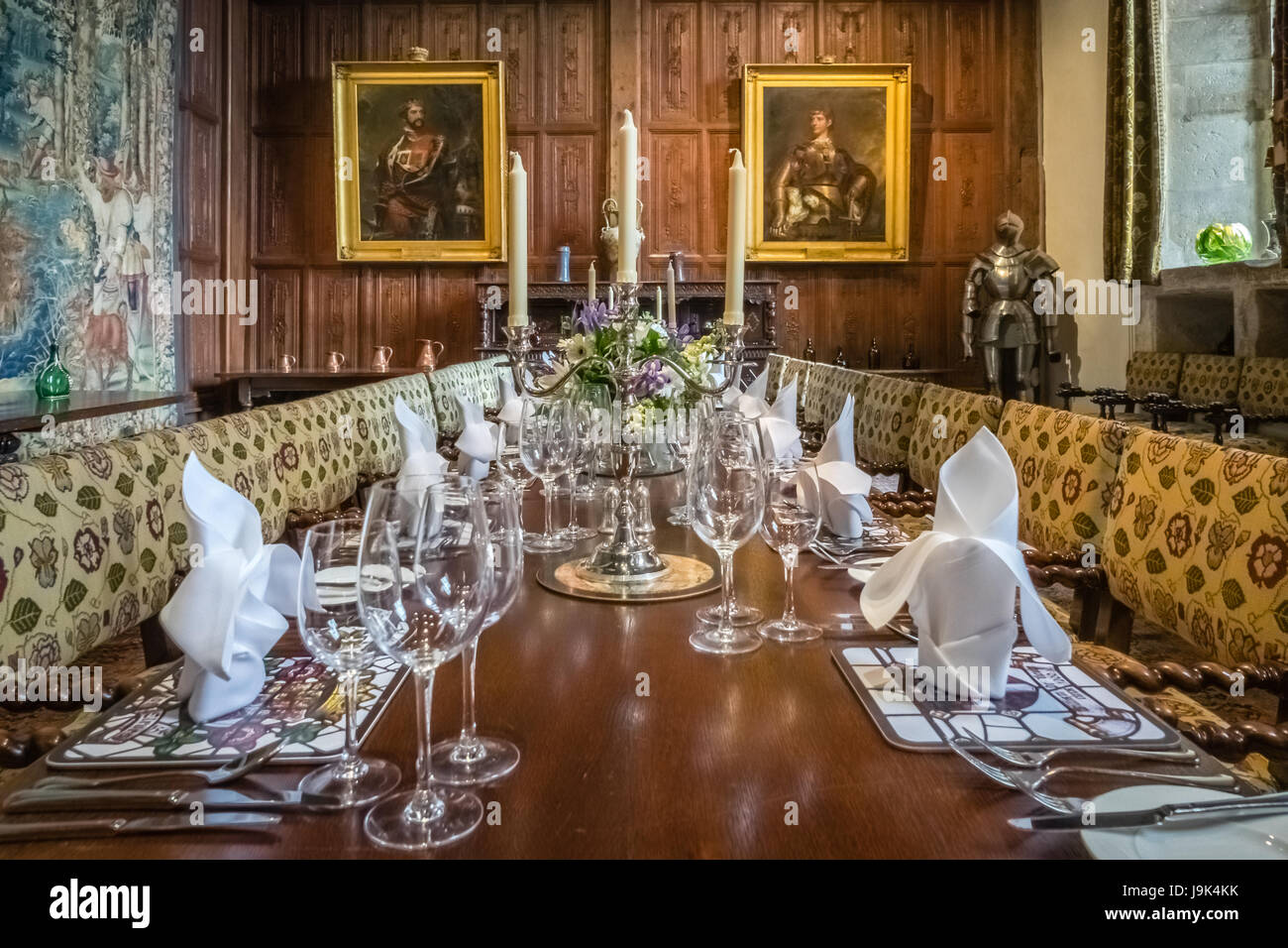 Hever Castle, England - April 2017 : Dining room in Hever Castle ...
