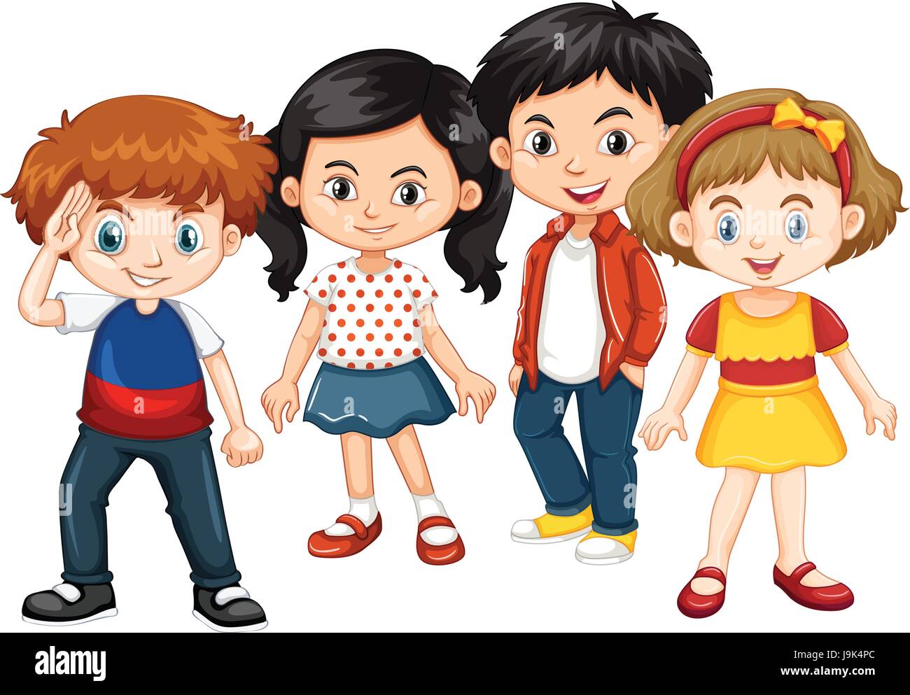 Happy boys and girls together illustration Stock Vector Image & Art - Alamy