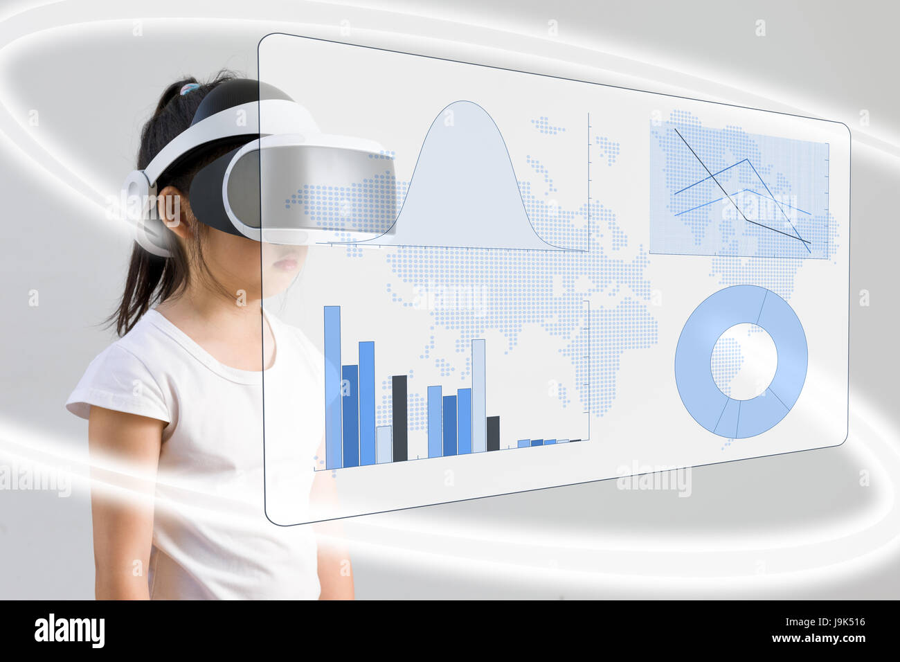Concept of VR or virtual reality for math education illustrated by