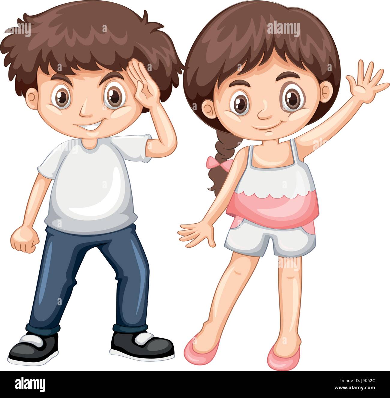Boy and girl with happy face illustration Stock Vector Image & Art - Alamy