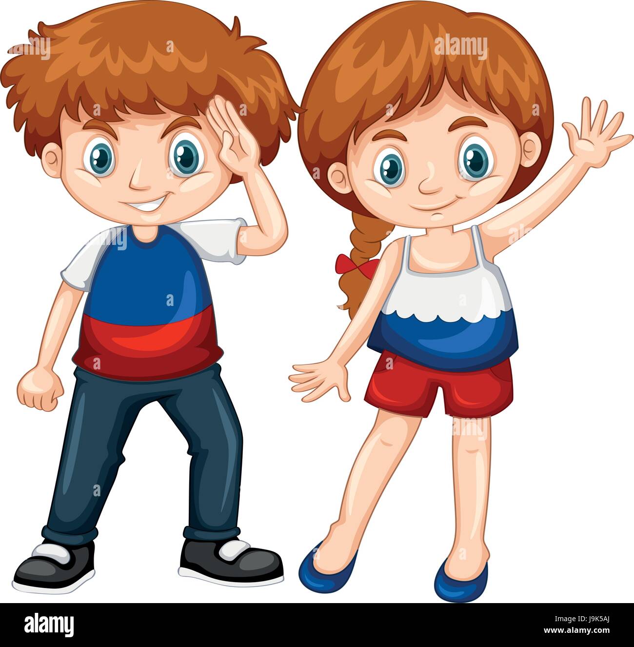 Cute Boy And Girl Waving Hands Illustration Stock Vector Image Art Alamy Cute Boy And Girl Waving Hands Illustration Stock Vector Image Art Alamy