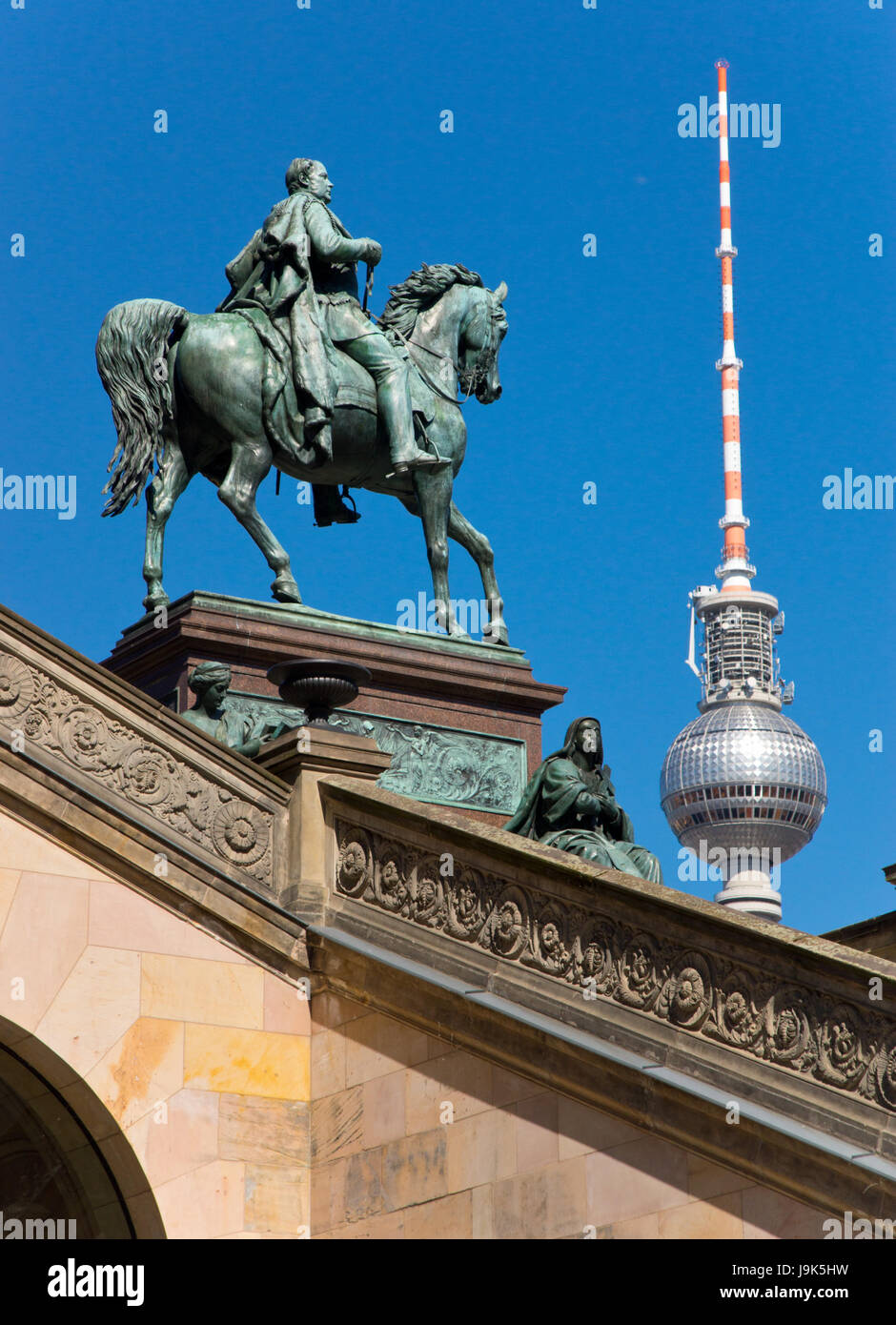 horse, statue, berlin, rider, equestrian, station, blue, tower, famous