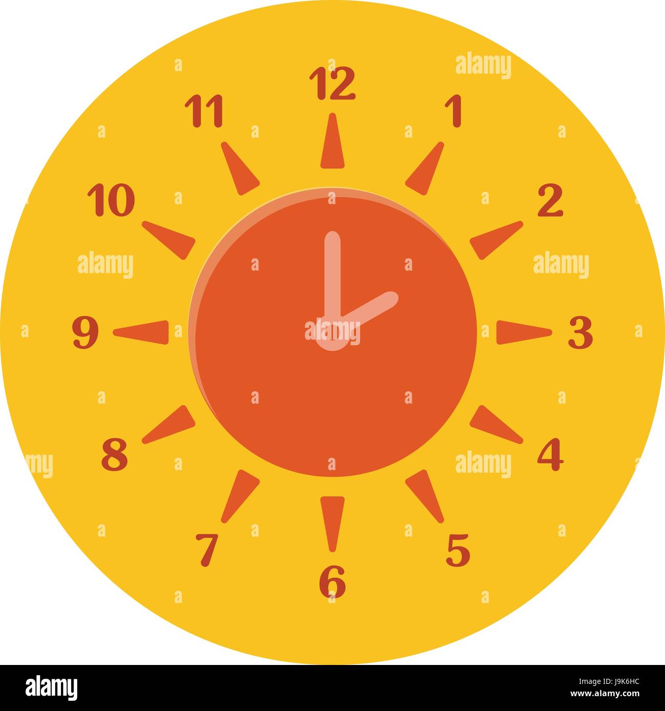 Summer time concept. Combined clock and sun. Flat design. Icon in ...