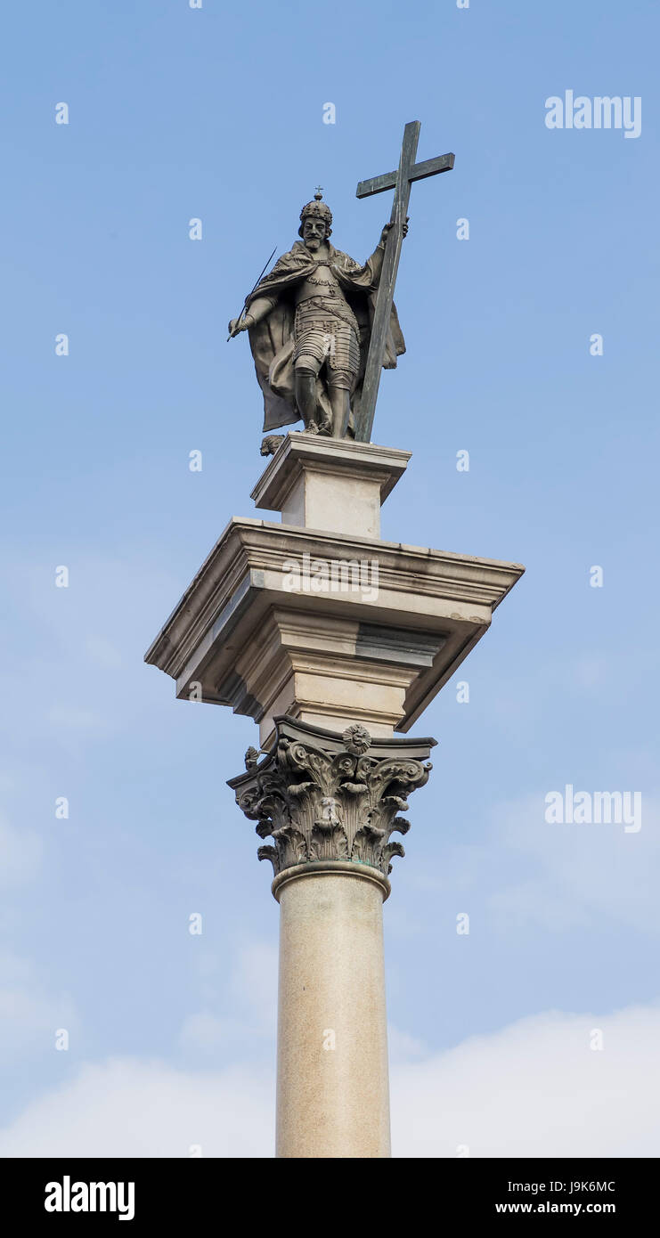 Column with a statue of King Sigismund. Warsaw. Poland Stock Photo