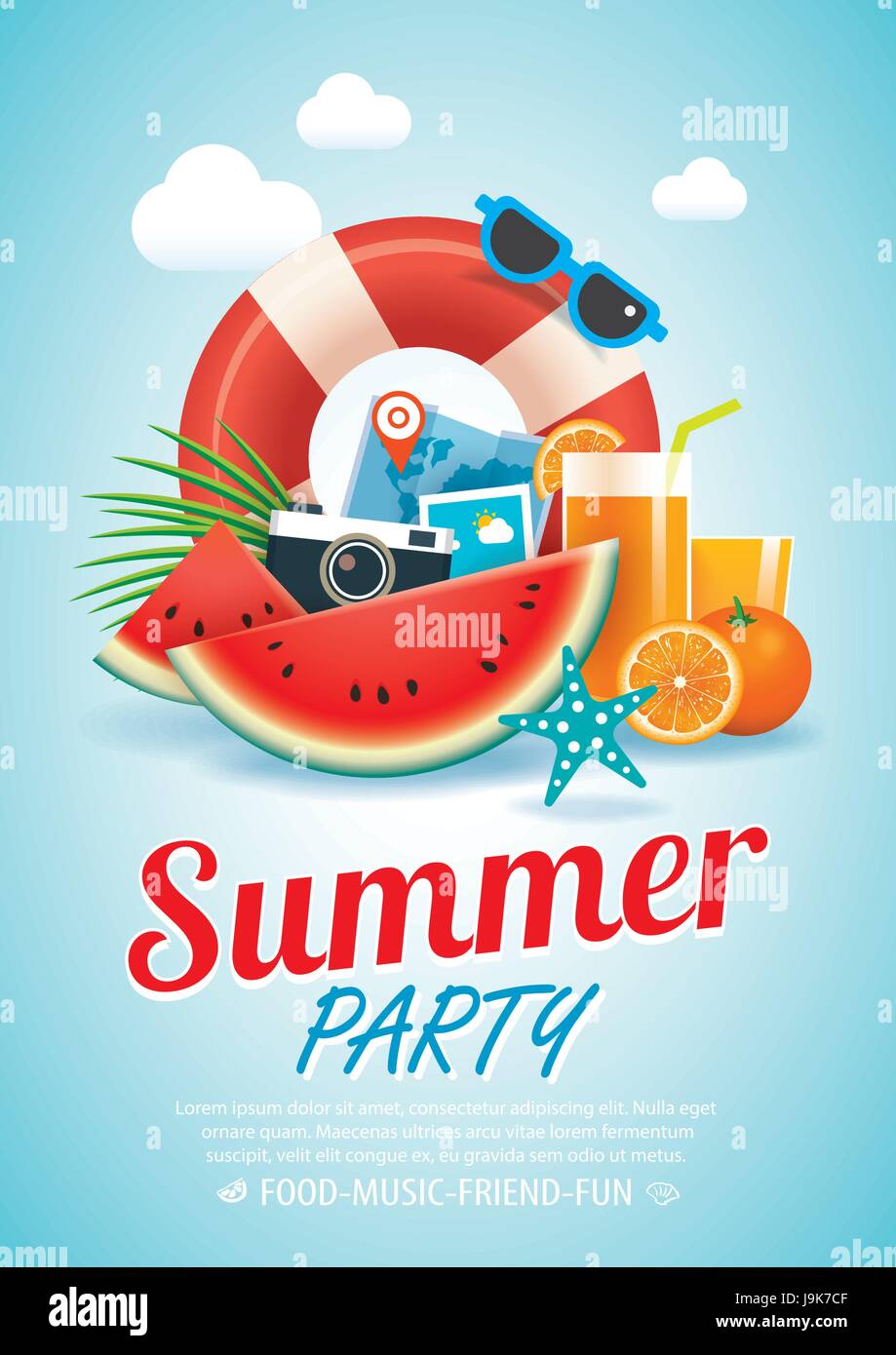 Beach Party Background Clipart Blue