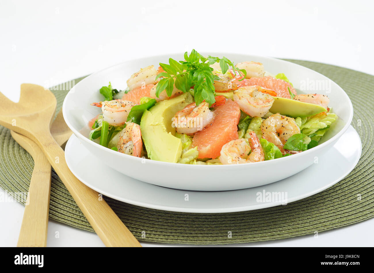 shellfish, seafood, watercress, grapefruit, salad, avocado, horizontal