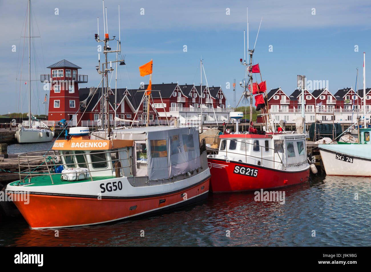 Denmark, Langeland, Bagenkop, town harbor Stock Photo