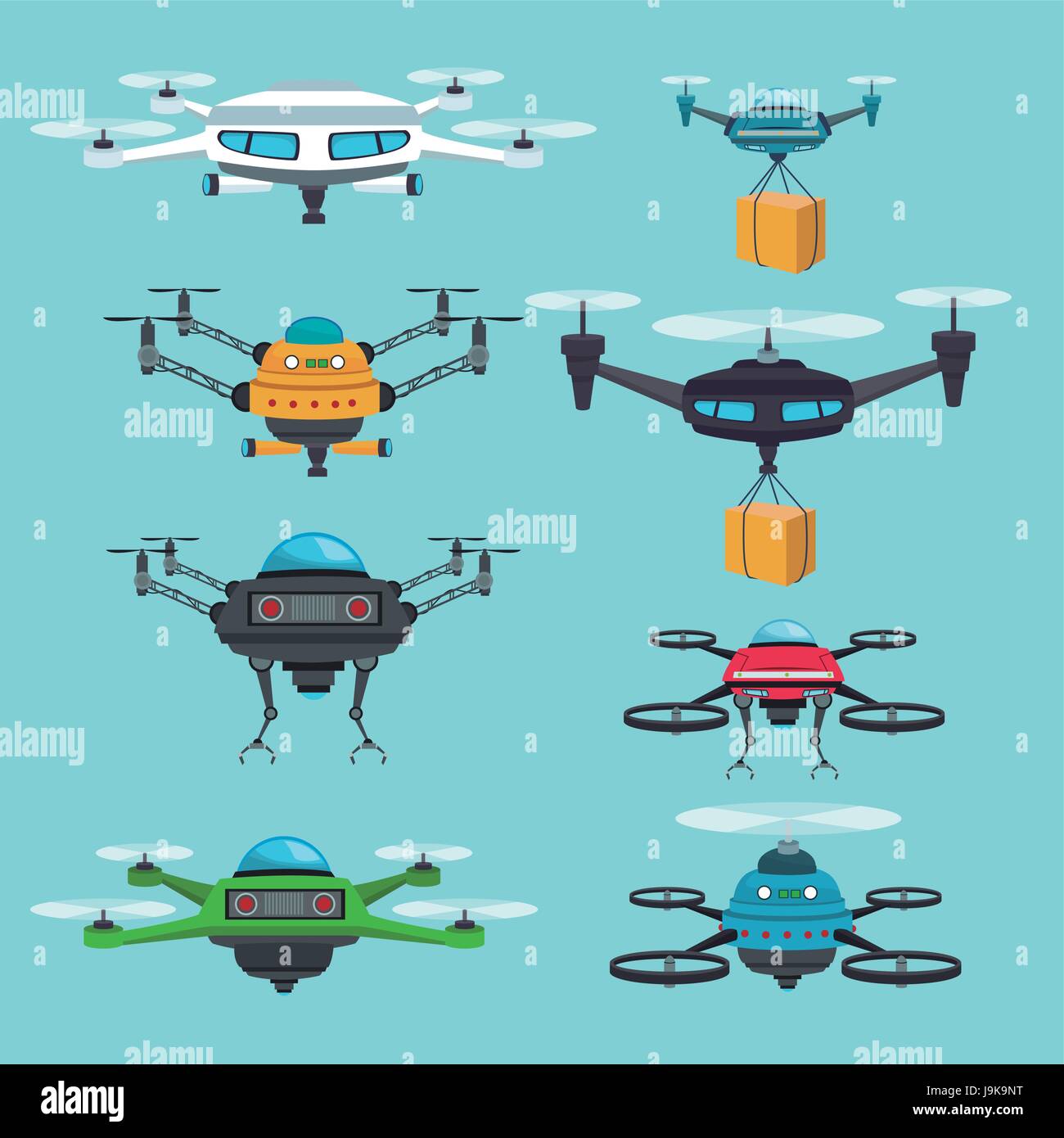 sky landscape background set quadrocopters and drones Stock Vector ...