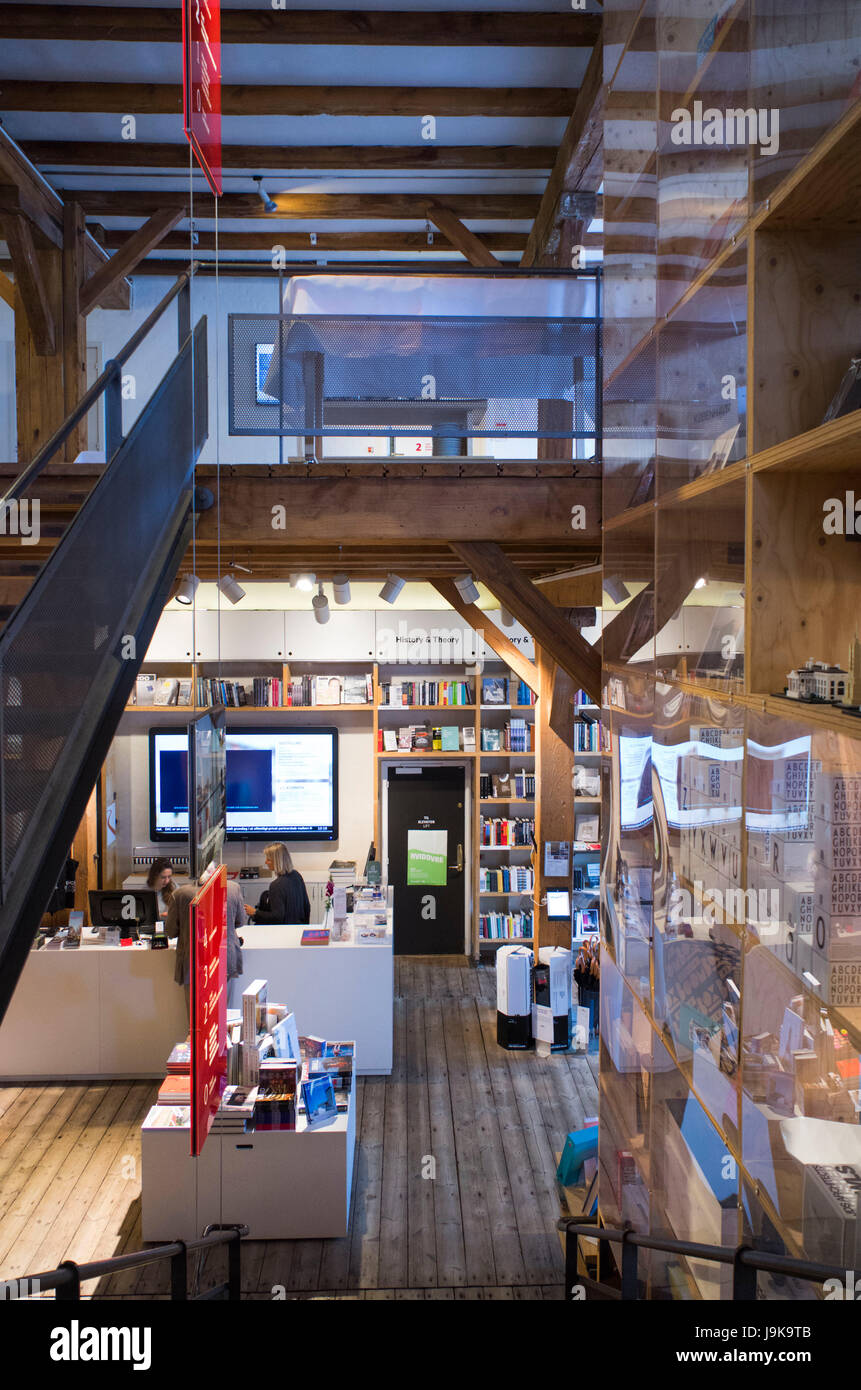 Denmark, Zealand, Copenhagen, Danish Design, interior of Danish Architecture Centre Bookstore